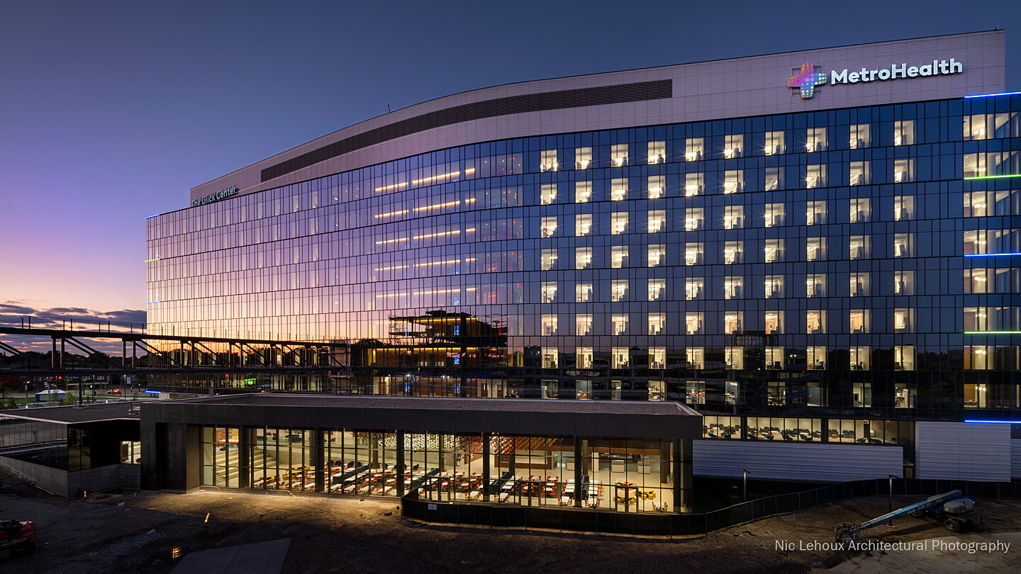 MetroHealth Glick Center Exterior Twilight_Hammes Healthcare